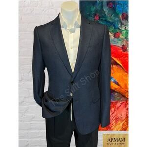 New Armani Collection 38R Sapphire Cobalt Royal Blue Metallic Blazer Suit Jacket